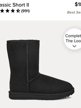 Classic Short Ugg Black Boots sz 6